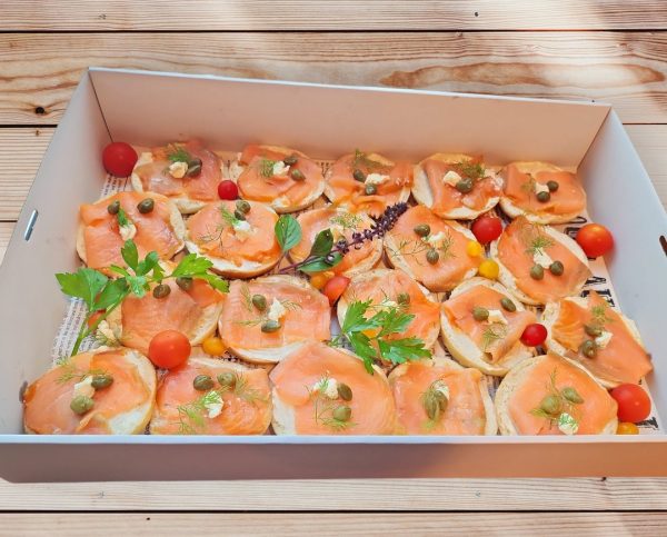 Smoked Salmon On Mini Bagel Moon